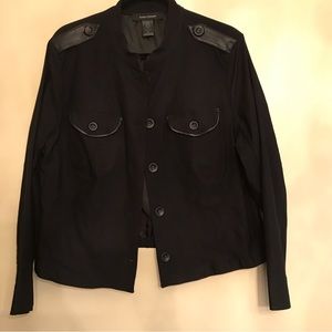 ASHLEY STEWART BLACK JACKET WITH FAUX LEATHER TRIM SIZE 20